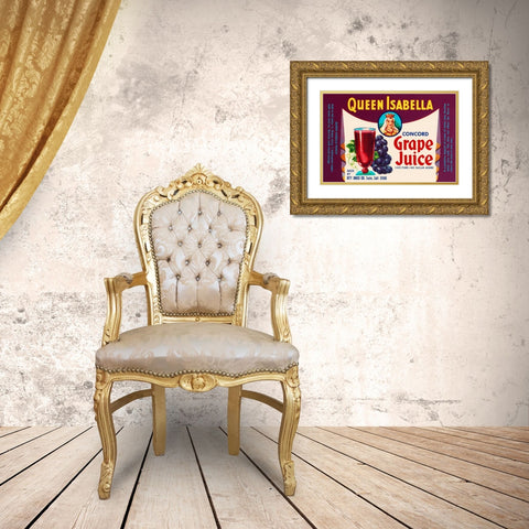 Queen Isabella Concord Grape Juice Gold Ornate Wood Framed Art Print with Double Matting by Retrolabel