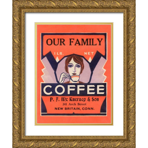 Our Family Coffee Gold Ornate Wood Framed Art Print with Double Matting by Retrolabel