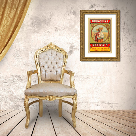Quinquina Mexican Gold Ornate Wood Framed Art Print with Double Matting by Retrolabel