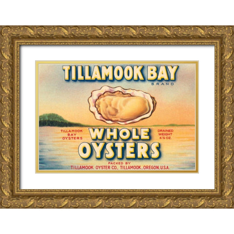 Tillamook Bay Whole Oysters Gold Ornate Wood Framed Art Print with Double Matting by Retrolabel