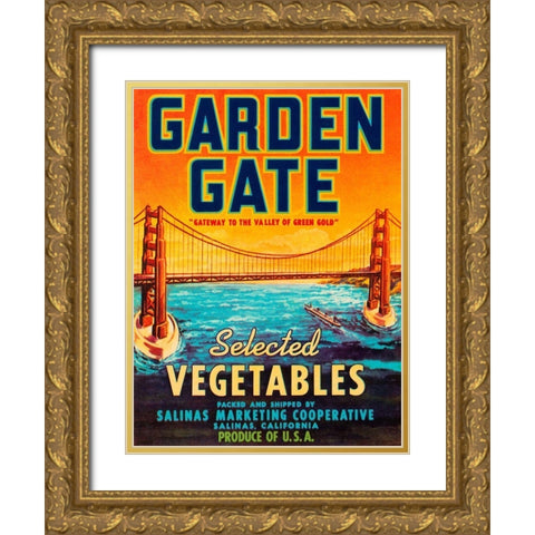 Garden Gate Selected Vegetables Gold Ornate Wood Framed Art Print with Double Matting by Retrolabel