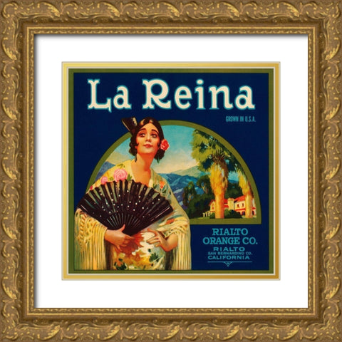 La Reina Gold Ornate Wood Framed Art Print with Double Matting by Retrolabel