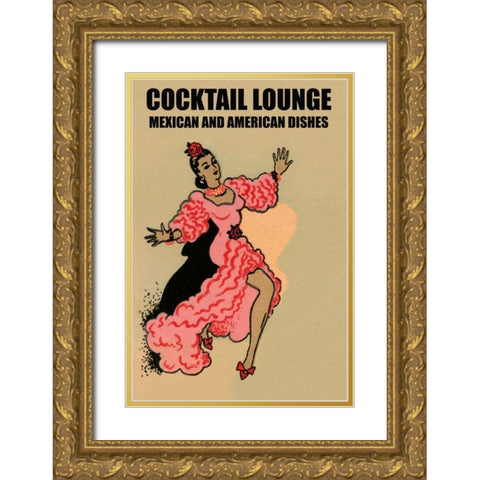 Cocktail Lounge Gold Ornate Wood Framed Art Print with Double Matting by Vintage Booze Labels