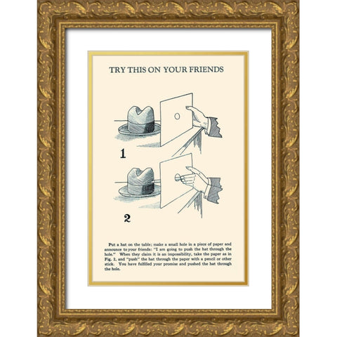 Try This on Your Friends Gold Ornate Wood Framed Art Print with Double Matting by Retromagic