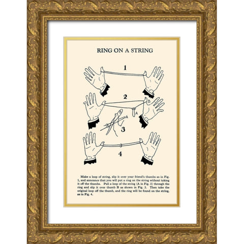 Ring on a String Gold Ornate Wood Framed Art Print with Double Matting by Retromagic