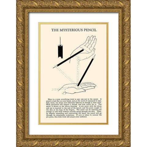 The Mysterious Pencil Gold Ornate Wood Framed Art Print with Double Matting by Retromagic