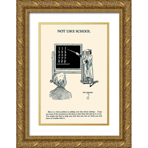 Not Like School Gold Ornate Wood Framed Art Print with Double Matting by Retromagic