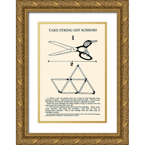 Take String off Scissors Gold Ornate Wood Framed Art Print with Double Matting by Retromagic