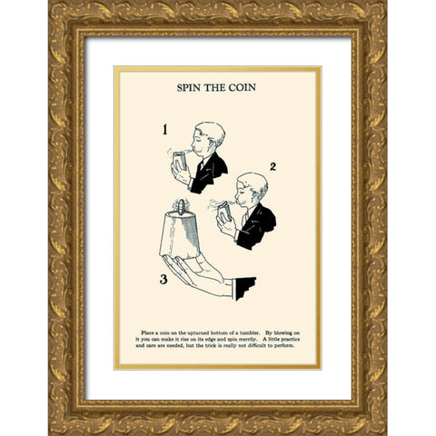 Spin The Coin Gold Ornate Wood Framed Art Print with Double Matting by Retromagic