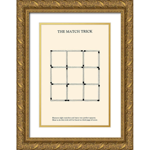 The Match Trick - Two Perfect Squares Gold Ornate Wood Framed Art Print with Double Matting by Retromagic