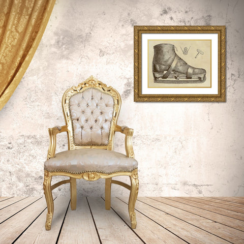 Mechanics of the Ice Skate Gold Ornate Wood Framed Art Print with Double Matting by Inventions