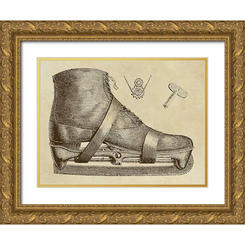 Mechanics of the Ice Skate Gold Ornate Wood Framed Art Print with Double Matting by Inventions