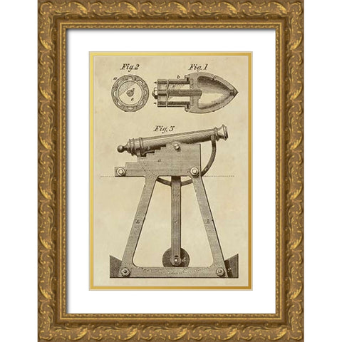 Device for Adjusting Cannon Trajectory and Accuracy Gold Ornate Wood Framed Art Print with Double Matting by Inventions