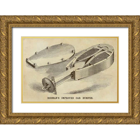 Rodmans Improved Car Bumper Gold Ornate Wood Framed Art Print with Double Matting by Inventions