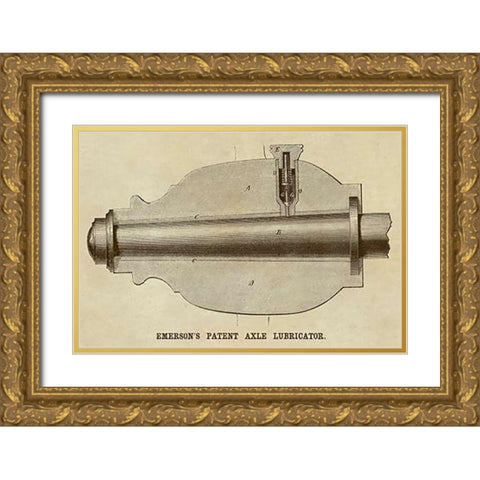 Emersons Patent Axel Lubricator Gold Ornate Wood Framed Art Print with Double Matting by Inventions