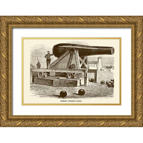 Rodmans Mammoth Cannon Gold Ornate Wood Framed Art Print with Double Matting by Inventions