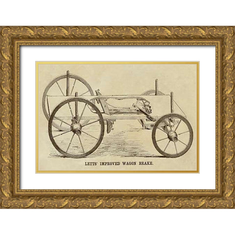 Letts Improved Wagon Brake Gold Ornate Wood Framed Art Print with Double Matting by Inventions