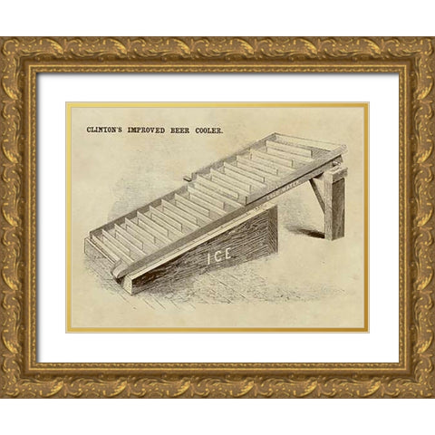 Clintons Improved Beer Cooler Gold Ornate Wood Framed Art Print with Double Matting by Inventions
