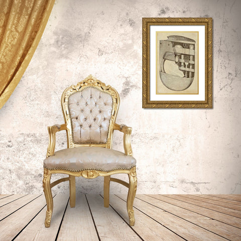 Pocket Picnic Kit Gold Ornate Wood Framed Art Print with Double Matting by Inventions