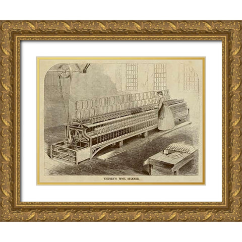 Victorys Wool Spinner Gold Ornate Wood Framed Art Print with Double Matting by Inventions