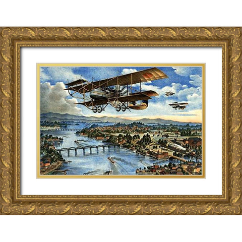 Japanese Plane in the Siberian Intervention Gold Ornate Wood Framed Art Print with Double Matting by Inventions