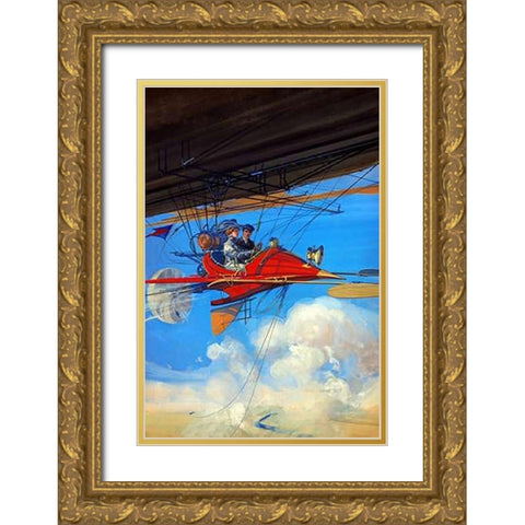 Futuristic Air Travel Gold Ornate Wood Framed Art Print with Double Matting by Inventions