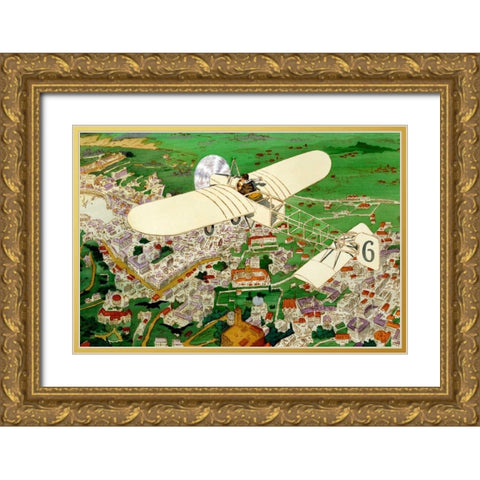Rome to Paris by air non-stop Gold Ornate Wood Framed Art Print with Double Matting by Inventions