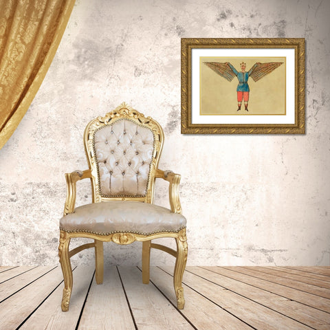 Man with Wings Gold Ornate Wood Framed Art Print with Double Matting by Inventions