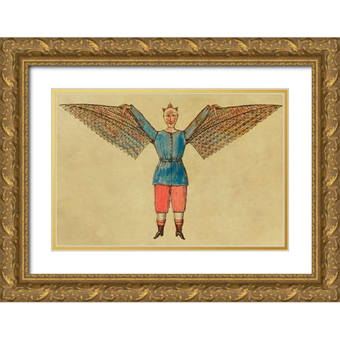 Man with Wings Gold Ornate Wood Framed Art Print with Double Matting by Inventions