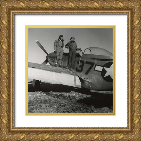 Toni Frissell with Major George S. Spanky Roberts at Ramitelli, Italy, March, 1945 Gold Ornate Wood Framed Art Print with Double Matting by Inventions