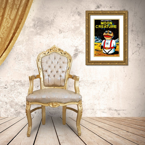 Mechanical Moon Creature Gold Ornate Wood Framed Art Print with Double Matting by Retrobot