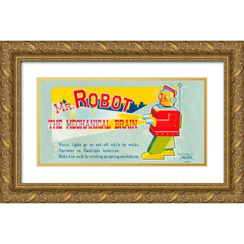 Mr. Robot: The Mechanical Brain Gold Ornate Wood Framed Art Print with Double Matting by Retrobot