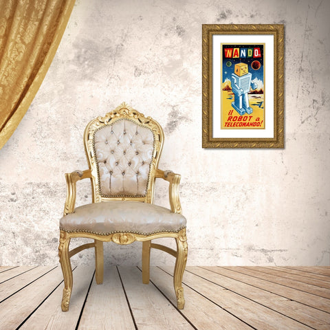 Nando - Il Robot a Telecomando Gold Ornate Wood Framed Art Print with Double Matting by Retrobot