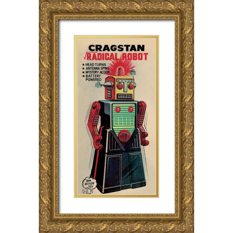 Cragstan Radical Robot Gold Ornate Wood Framed Art Print with Double Matting by Retrobot
