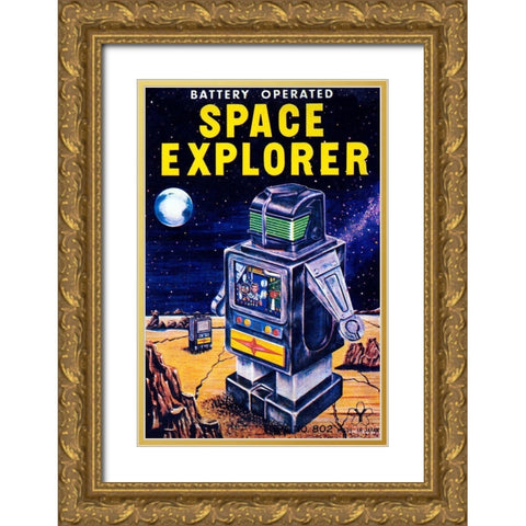 Space Explorer Gold Ornate Wood Framed Art Print with Double Matting by Retrobot