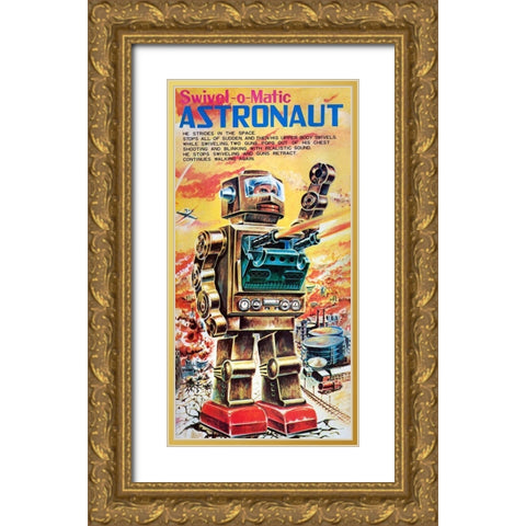 Swivel-o-Matic Astronaut Gold Ornate Wood Framed Art Print with Double Matting by Retrobot