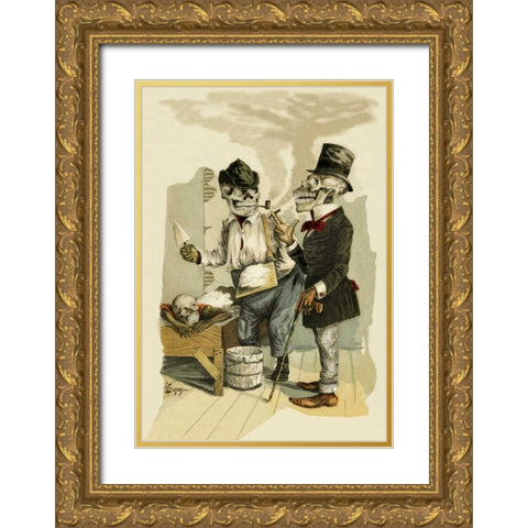 Death Patches a Crack Gold Ornate Wood Framed Art Print with Double Matting by Frusius