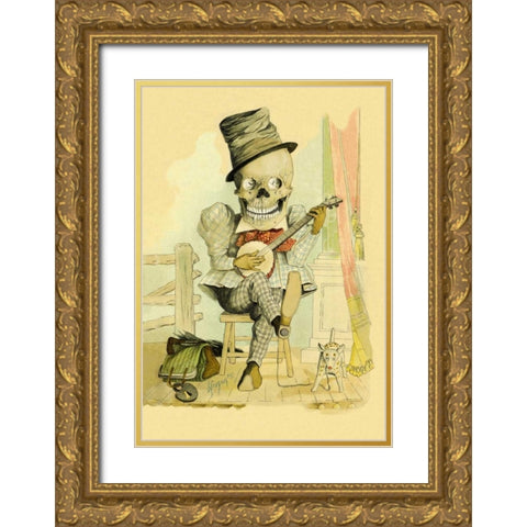 Death Picks a Tune Gold Ornate Wood Framed Art Print with Double Matting by Frusius
