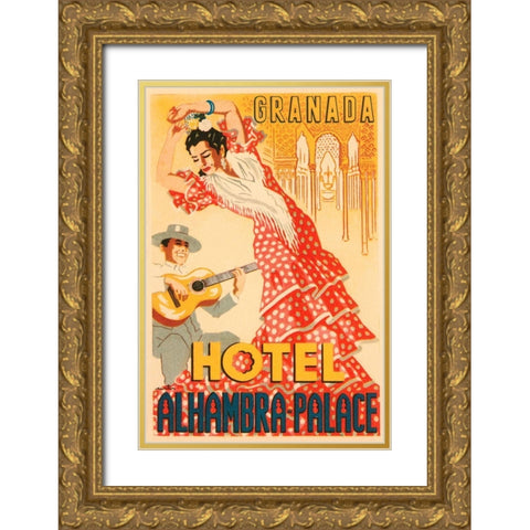 Hotel Alhambra - Palace Gold Ornate Wood Framed Art Print with Double Matting by Retrotravel