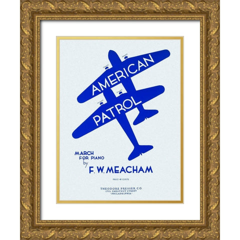 American Patrol Gold Ornate Wood Framed Art Print with Double Matting by Retrotravel