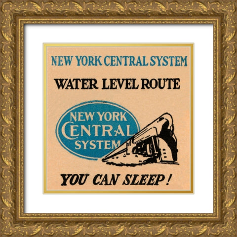 New York Central System Water Level Route Gold Ornate Wood Framed Art Print with Double Matting by Retrotravel