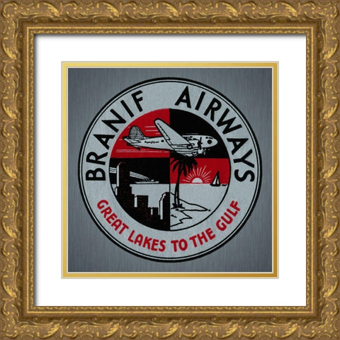 Branif Airways - Great Lakes to the Gulf Gold Ornate Wood Framed Art Print with Double Matting by Retrotravel