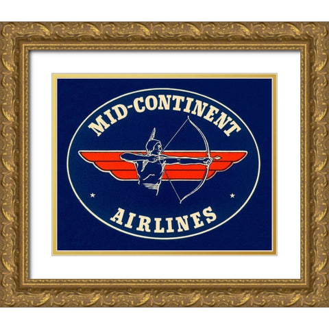 Mid-Continent Airlines Gold Ornate Wood Framed Art Print with Double Matting by Retrotravel