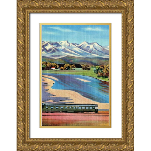 Northern Pacific Passenger Excursion Gold Ornate Wood Framed Art Print with Double Matting by Retrotravel