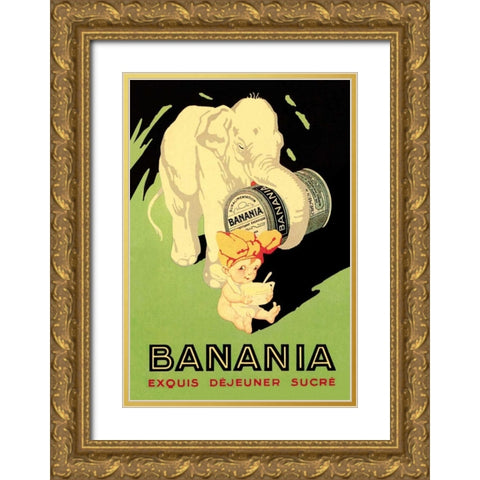 Banania Exquis Dejeuner Sucre Gold Ornate Wood Framed Art Print with Double Matting by Vintage Elephant