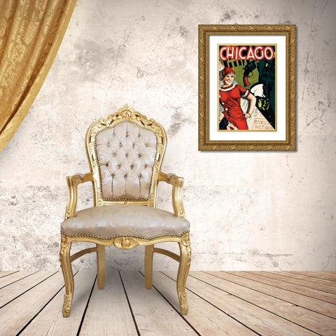 Movie Poster: Chicago Gold Ornate Wood Framed Art Print with Double Matting by Illustrator, Unknown 20th Century American