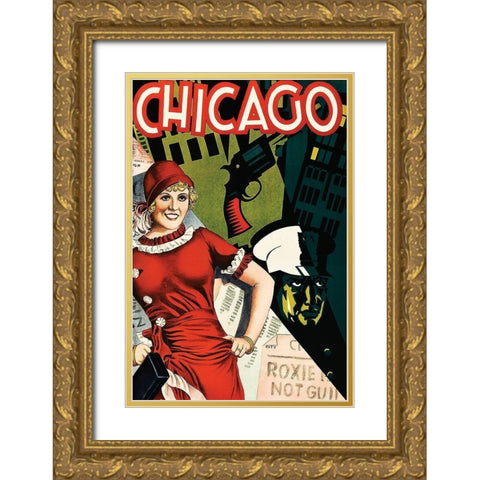 Movie Poster: Chicago Gold Ornate Wood Framed Art Print with Double Matting by Illustrator, Unknown 20th Century American
