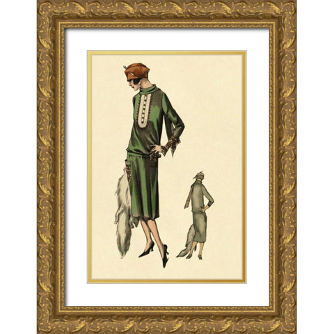 With Stole Gold Ornate Wood Framed Art Print with Double Matting by Vintage Fashion