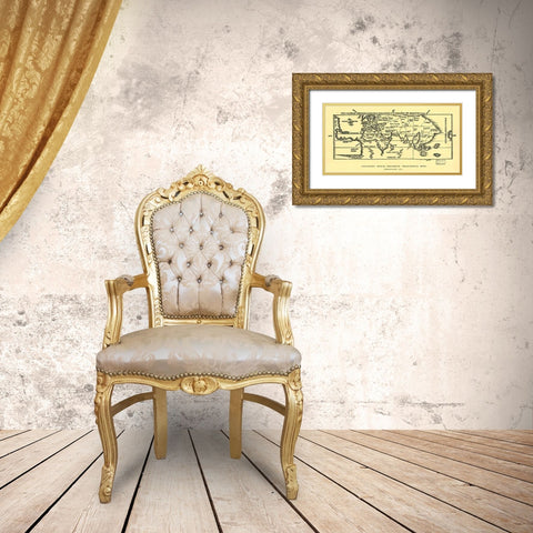 Early World Map Gold Ornate Wood Framed Art Print with Double Matting by Reisch, Gregor