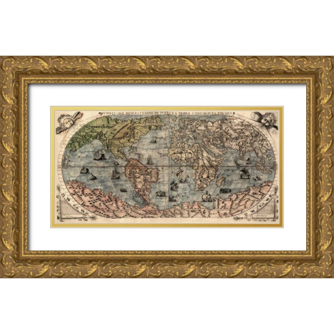 Universal Description of the Whole World Gold Ornate Wood Framed Art Print with Double Matting by Forlani, Paolo